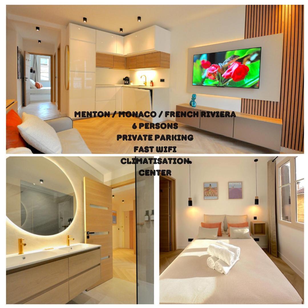 Monaco # Menton - 6 Persons - 2 Bedrooms - Full Renovated - Private Parking - Hypercenter - Clim - Beach And Sun מנטון מראה חיצוני תמונה